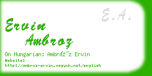 ervin ambroz business card